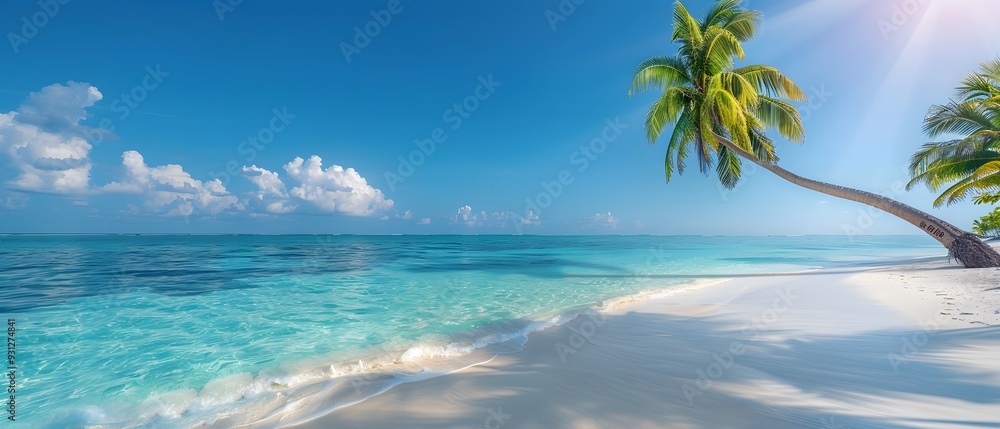 tropical beach with palm trees in Magazine Photography style tropical beach with palm trees in Magazine Photography style