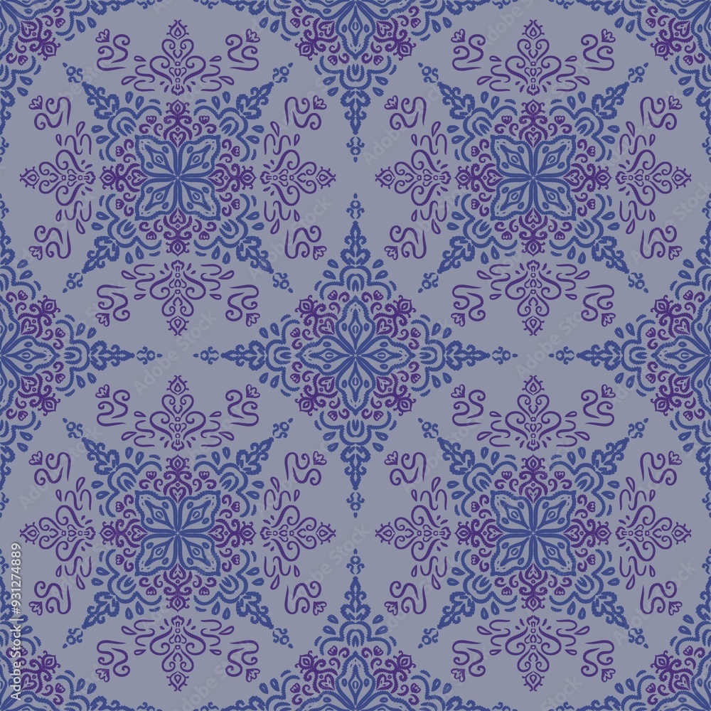 Fototapeta premium Traditional ethnic motifs ikat geometric fabric pattern cross stitch. Ikat embroidery Ethnic background. Abstract,illustration. 