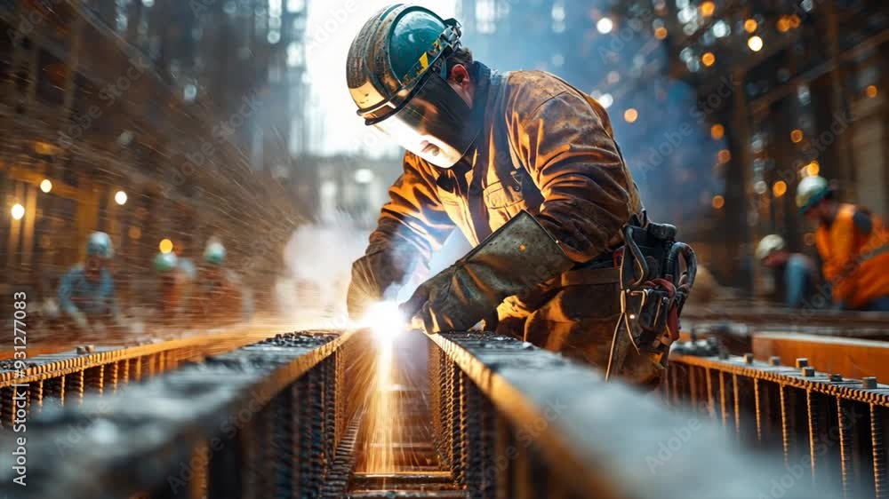 A dynamic construction site scene featuring welders, mechanics, and construction workers collaborating on a large-scale project, A dynamic construction site scene featuring welders, mechanics, and construction workers collaborating on a large-scale project,