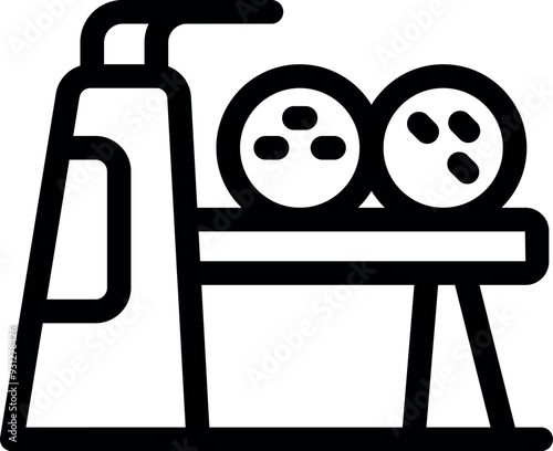 Outline icon of an industrial food machine processing line used in food manufacturing