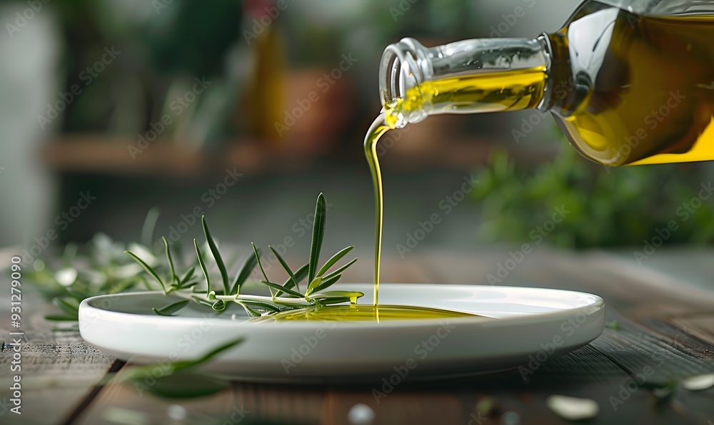 Obraz premium Olive oil on white background. 
