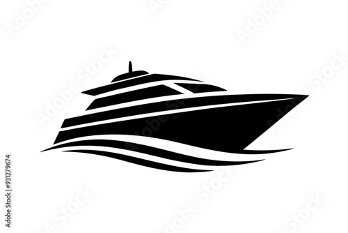 Luxurious yacht  logo design silhouette vector on a white background