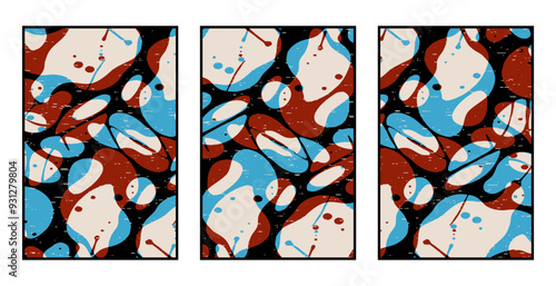Set of 3 Abstract pattern. Illustration for printing on wall decorations. For use in graphics.