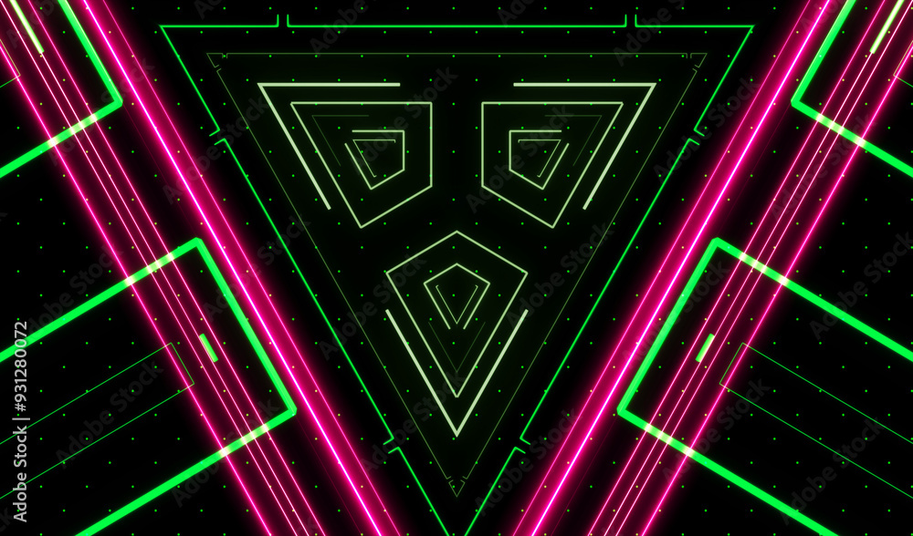 Abstract retro cyber laser digital colorful with glowing neon lights technology background.