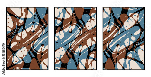 Set of 3 Abstract pattern. Illustration for printing on wall decorations. For use in graphics.