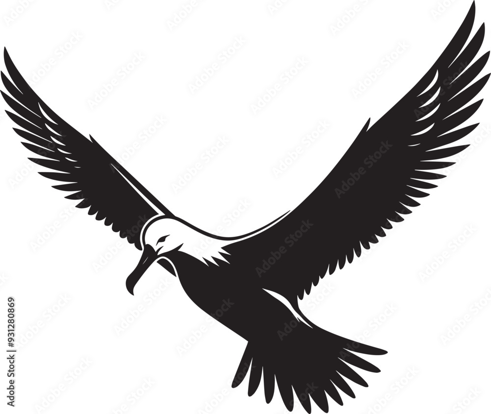 Beautiful albatross bird Silhouette isolated on white background Minimalist albatross vector shape Beautiful albatross bird Silhouette isolated on white background Minimalist albatross vector shape