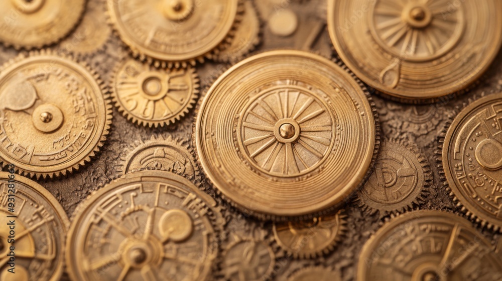 An intricate clockwork mechanism made of gold coins, illustrating the timing and distribution of wealth An intricate clockwork mechanism made of gold coins, illustrating the timing and distribution of wealth