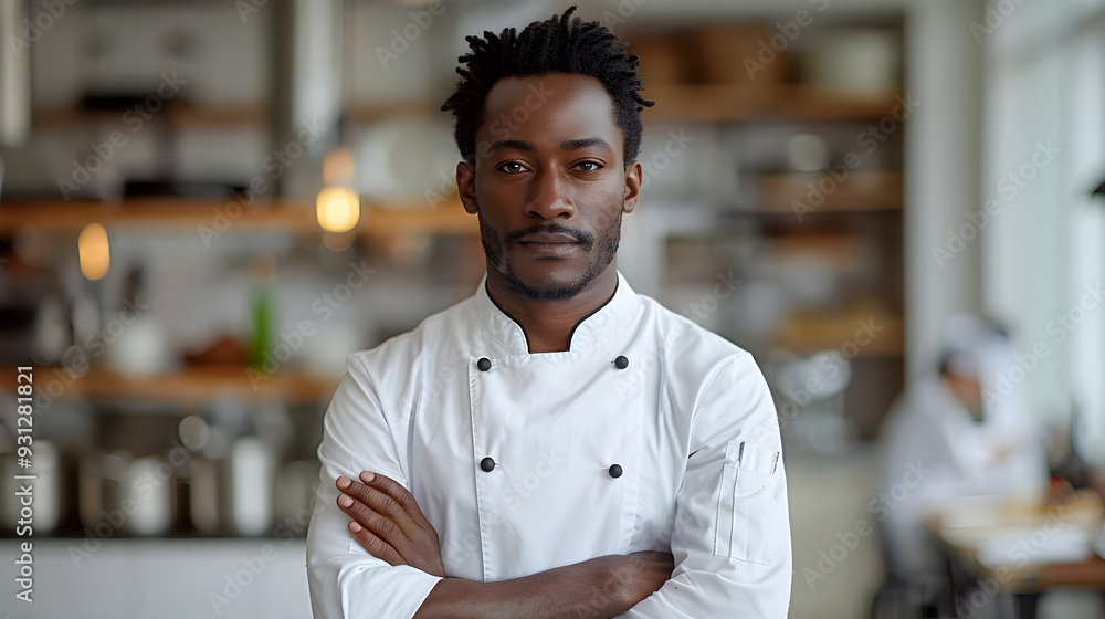 Obraz premium Skilled Multi Ethnic Chef Posing Professionally in Culinary Studio Shoot