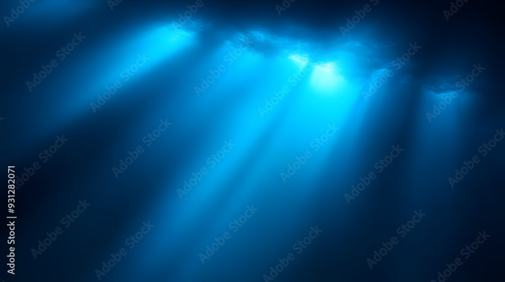 Underwater scene with rays of light illuminating the ocean depths. Underwater scene with rays of light illuminating the ocean depths.