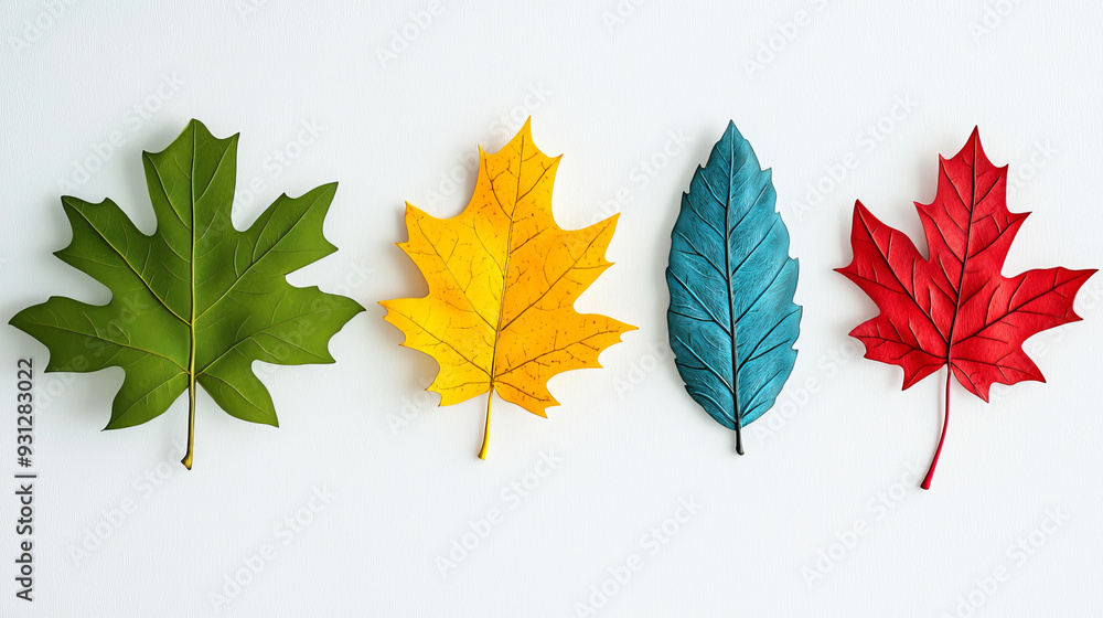 Isolated multicolored leaves on a white background Isolated multicolored leaves on a white background