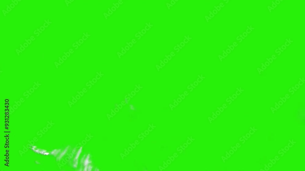 Water splash, underwater explosion or object hitting the water surface with isolated green screen transparent background