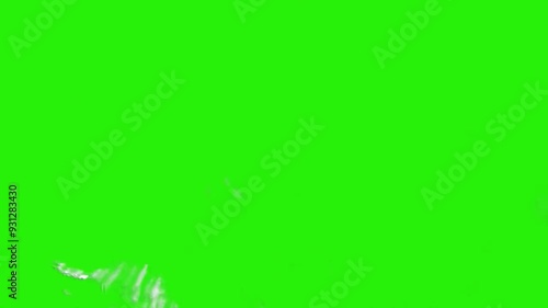 Water splash, underwater explosion or object hitting the water surface with isolated green screen transparent background