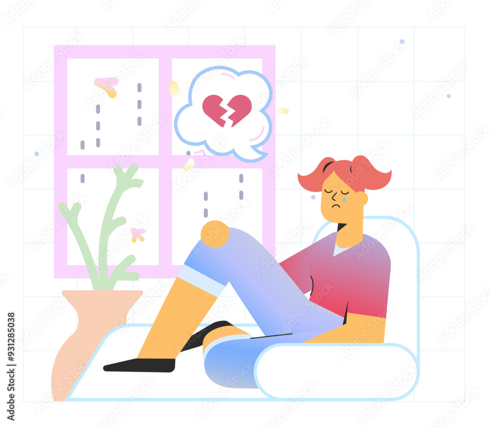Sad girl sitting near window Sad girl sitting near window