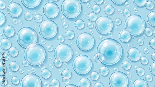 Seamless bubbles pattern on a light blue background, bubbles, pattern, seamless, abstract, texture, colorful, round