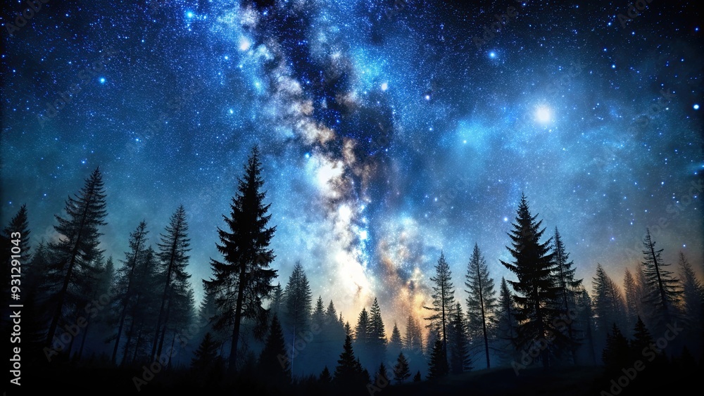 Starry night sky over dark forest silhouette, stars, trees, forest, silhouette, night sky, nature, landscape, beauty Starry night sky over dark forest silhouette, stars, trees, forest, silhouette, night sky, nature, landscape, beauty