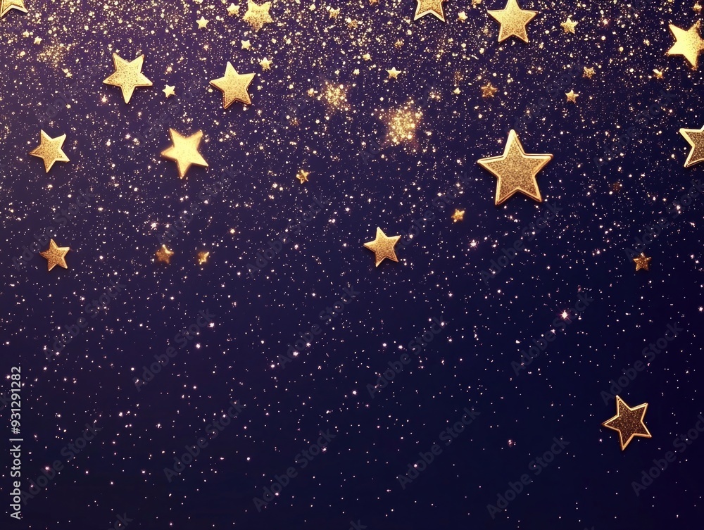 Fototapeta premium Gold stars on blue background