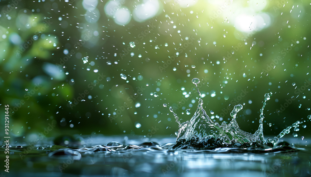 Raindrops Splashing on Water Surface Raindrops Splashing on Water Surface