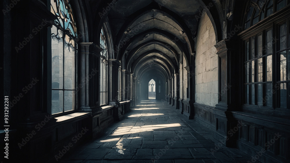 Fototapeta premium Photorealistic Grim Reaper in a Castle Corridor