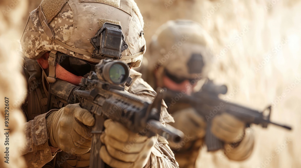 Brave Soldiers Taking Cover Behind Wall, Ready to Engage Enemy in Battle, Generative Ai Brave Soldiers Taking Cover Behind Wall, Ready to Engage Enemy in Battle, Generative Ai