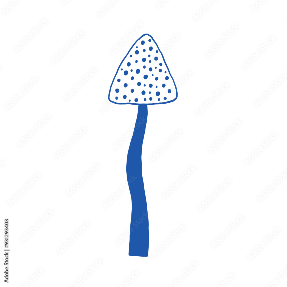 Simple Blue Mushroom Illustration on White Background Simple Blue Mushroom Illustration on White Background
