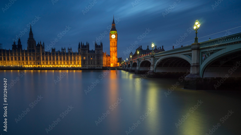 Houses of Big Ben, Westminster Bridge at night, London, England, UK Houses of Big Ben, Westminster Bridge at night, London, England, UK