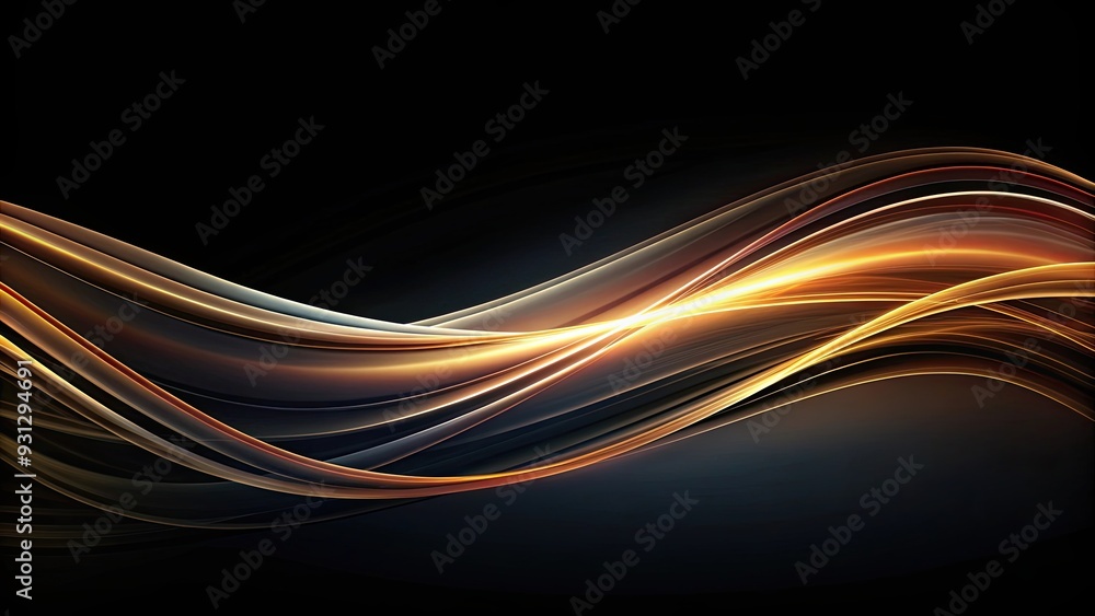 Naklejka premium Abstract gradient black background with elegantly flowing wavy lines, gradient, black, background, wavy, lines, elegant, abstract