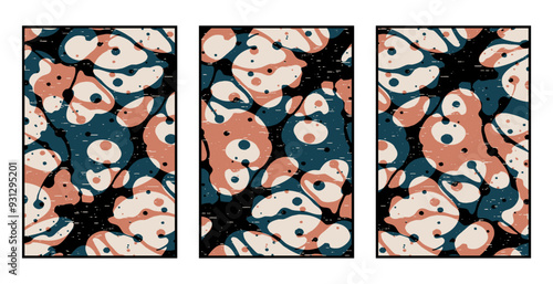 Set of 3 Abstract pattern. Illustration for printing on wall decorations. For use in graphics.