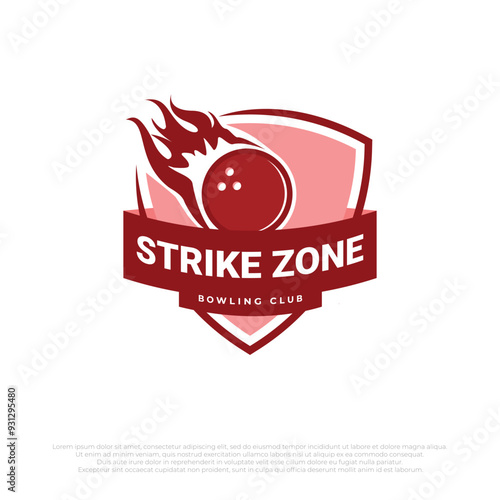 fire bowling ball logo emblem vector template. bowling club logo design illustration and strike