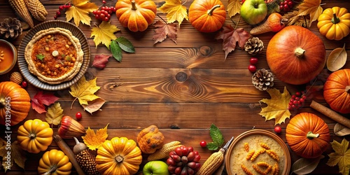 Warm and cozy Thanks Giving Day background with traditional decorations and autumn colors , Thanks Giving, holiday, celebration