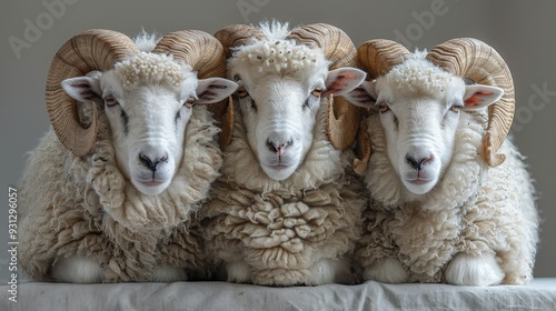 Magnificent Purebred Merino Rams Showcased at a Top-notch Merino Breeding Establishment photo