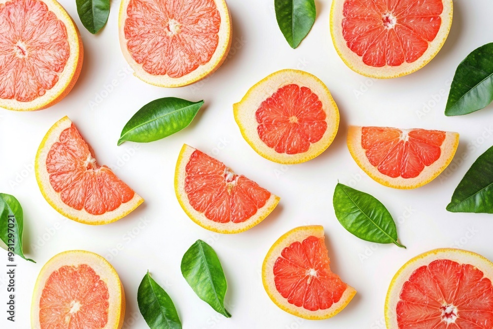 Grapefruit halves on white background Grapefruit halves on white background