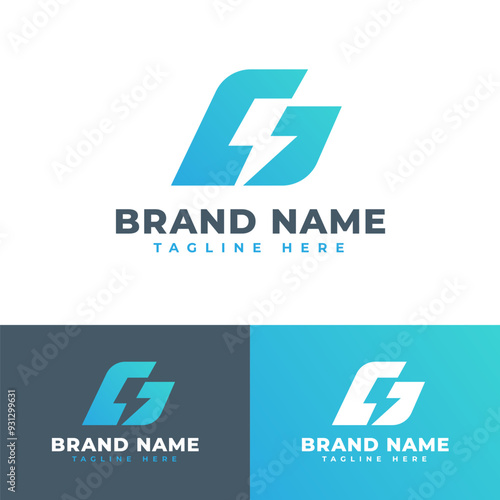 Letter G electical blitz hunter lightning electricity logo symbol icon flat stock vector design