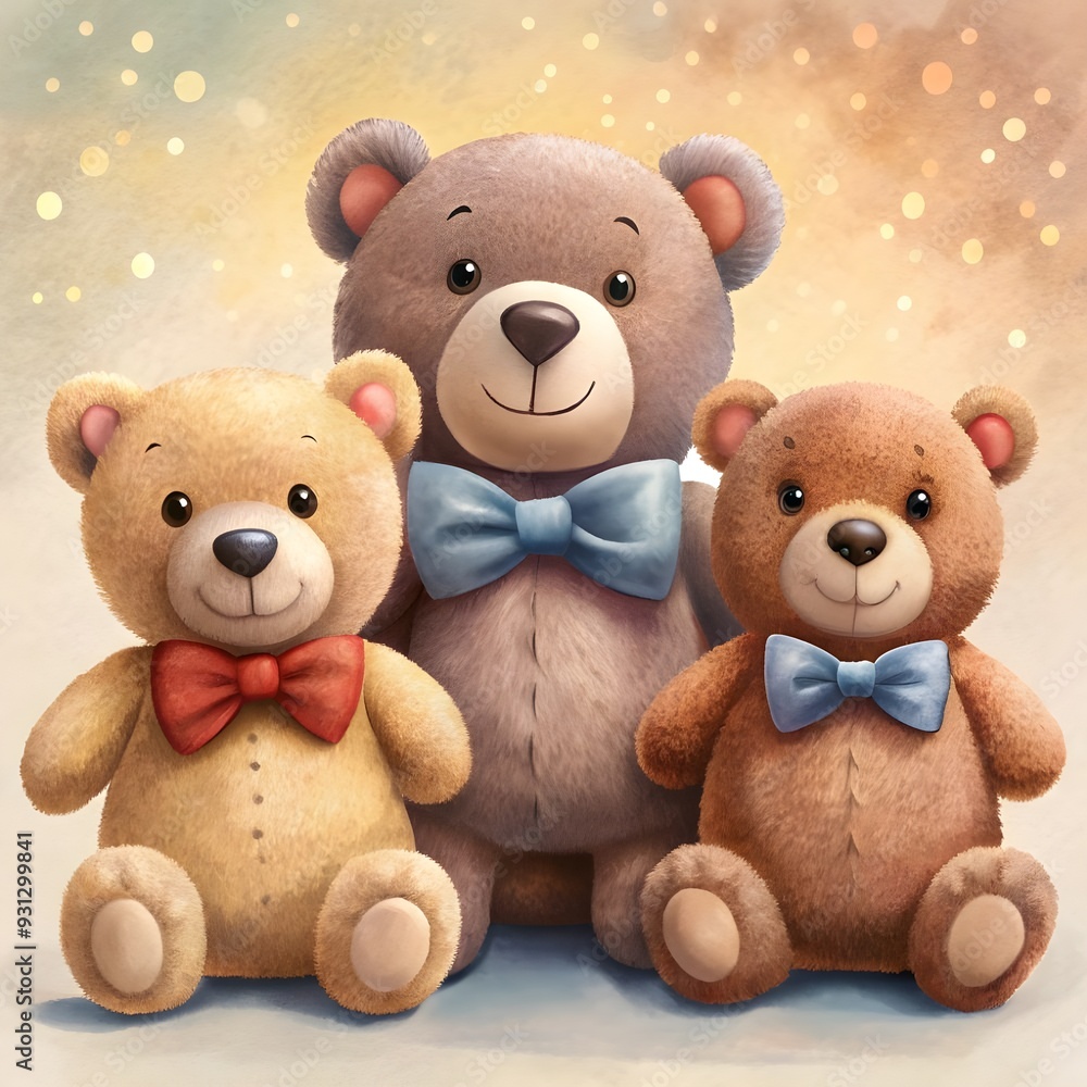 a group of teddy bears with a bow tie on them a group of teddy bears with a bow tie on them