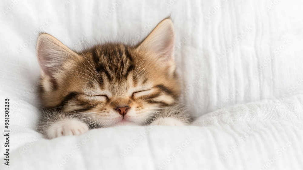 A Dreamy Moment: Adorable Kitten Snoozing in Soft, Cozy Fabrics and Light A Dreamy Moment: Adorable Kitten Snoozing in Soft, Cozy Fabrics and Light
