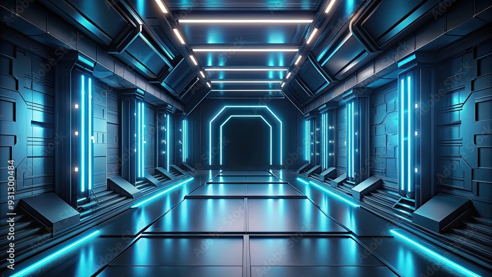 Obraz premium Futuristic dark geometric environment , futuristic, geometric, round, organic, shape, render, hdri, hdr, vr