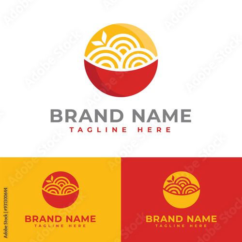 Eat bowl noodle food culinary restaurant logo symbol icon flat stock vector design 