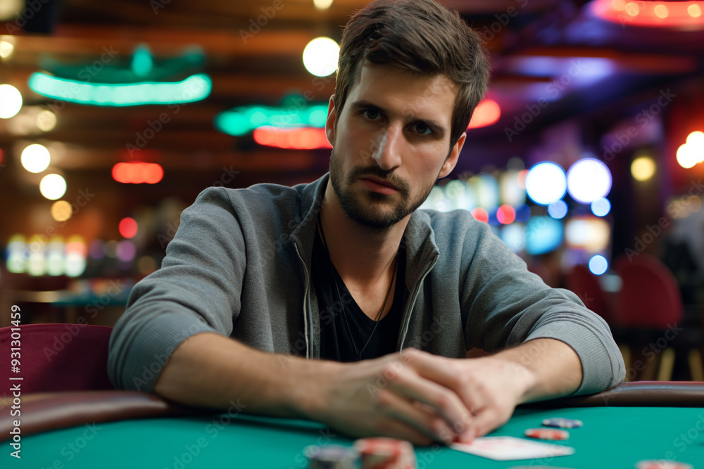 A man plays in a casino A man plays in a casino
