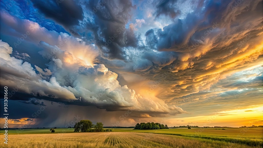 Beautiful sky over a field after a summer thunderstorm, nature, landscape, outdoor, scenic, clouds, storm, weather Beautiful sky over a field after a summer thunderstorm, nature, landscape, outdoor, scenic, clouds, storm, weather