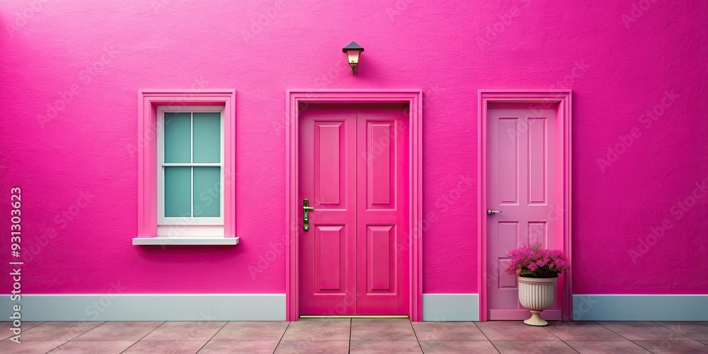 Pink house with a bright door, small, pink, house, door, colorful, vibrant, home, exterior, architecture, cute Pink house with a bright door, small, pink, house, door, colorful, vibrant, home, exterior, architecture, cute