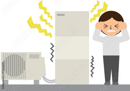 給湯機から騒音の騒音に困っている人のイメージ素材