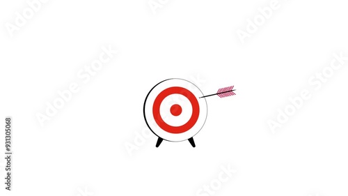 Animated Target with Darts Flying to the Bullseye, Precision and Accuracy Concept, 2D Animation