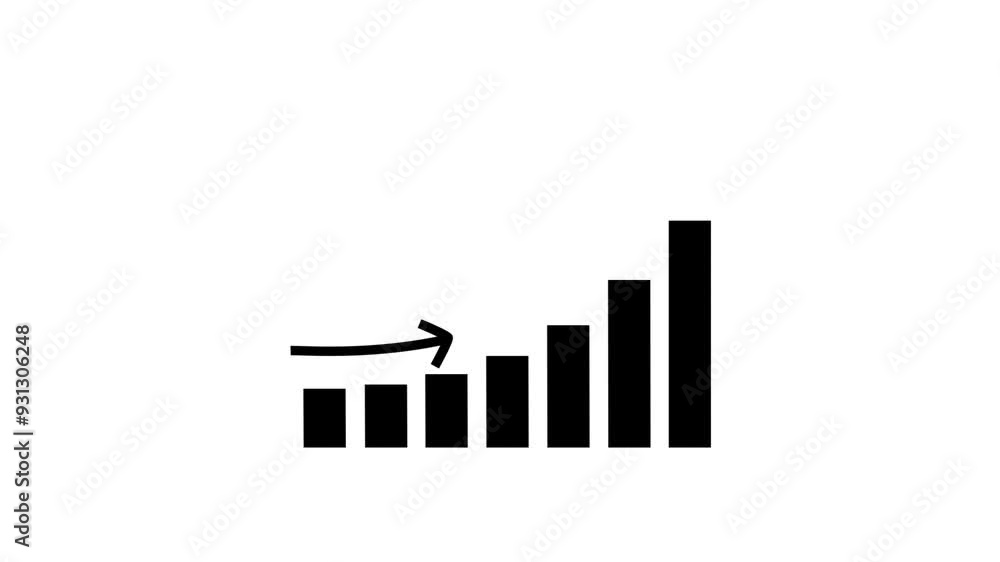 Animated Graph Growing Upwards with Upward Arrow, Financial Growth and Success Concept, 2D Animation Animated Graph Growing Upwards with Upward Arrow, Financial Growth and Success Concept, 2D Animation