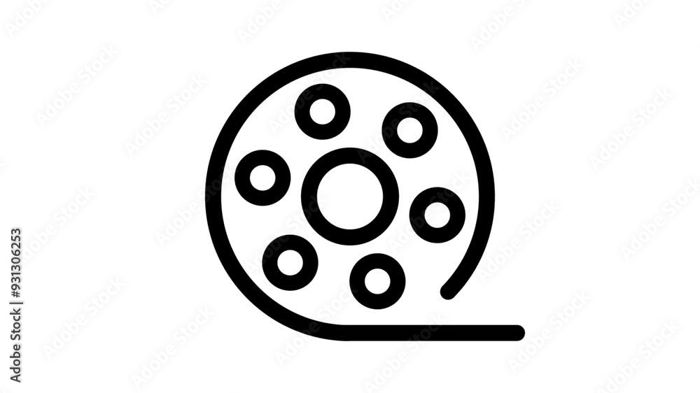 Animated Film Reel Rolling Back and Forth, Cinematic Concept, 2D Animation Animated Film Reel Rolling Back and Forth, Cinematic Concept, 2D Animation