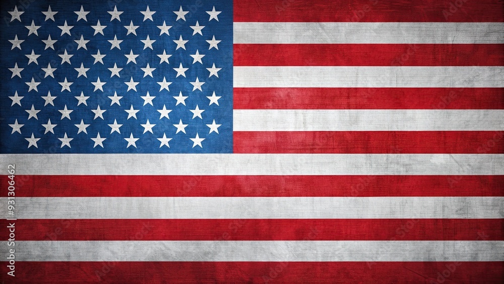 Naklejka premium Flag of USA with stars and stripes in red, white, and blue colors, USA, stars and stripes
