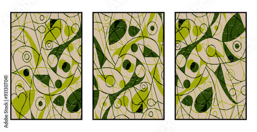 Set of 3 Abstract pattern. Illustration for printing on wall decorations. For use in graphics.