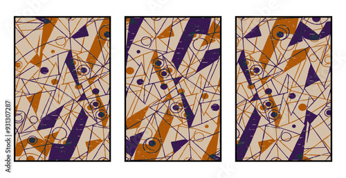Set of 3 Abstract pattern. Illustration for printing on wall decorations. For use in graphics.