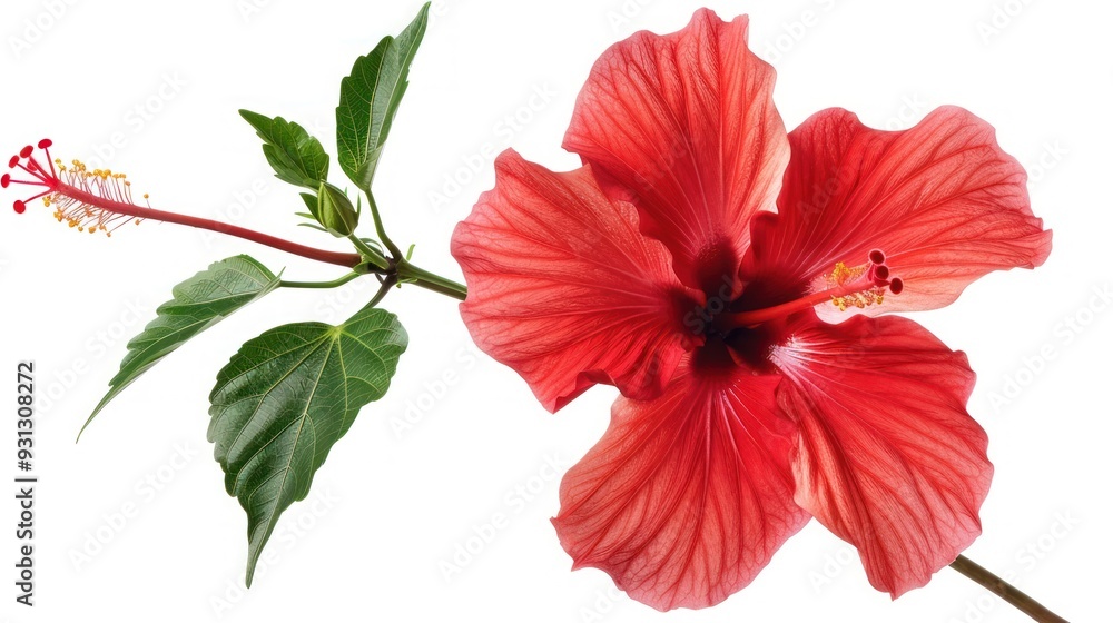 Hibiscus Flower, Red, Isolated, White Background Hibiscus Flower, Red, Isolated, White Background