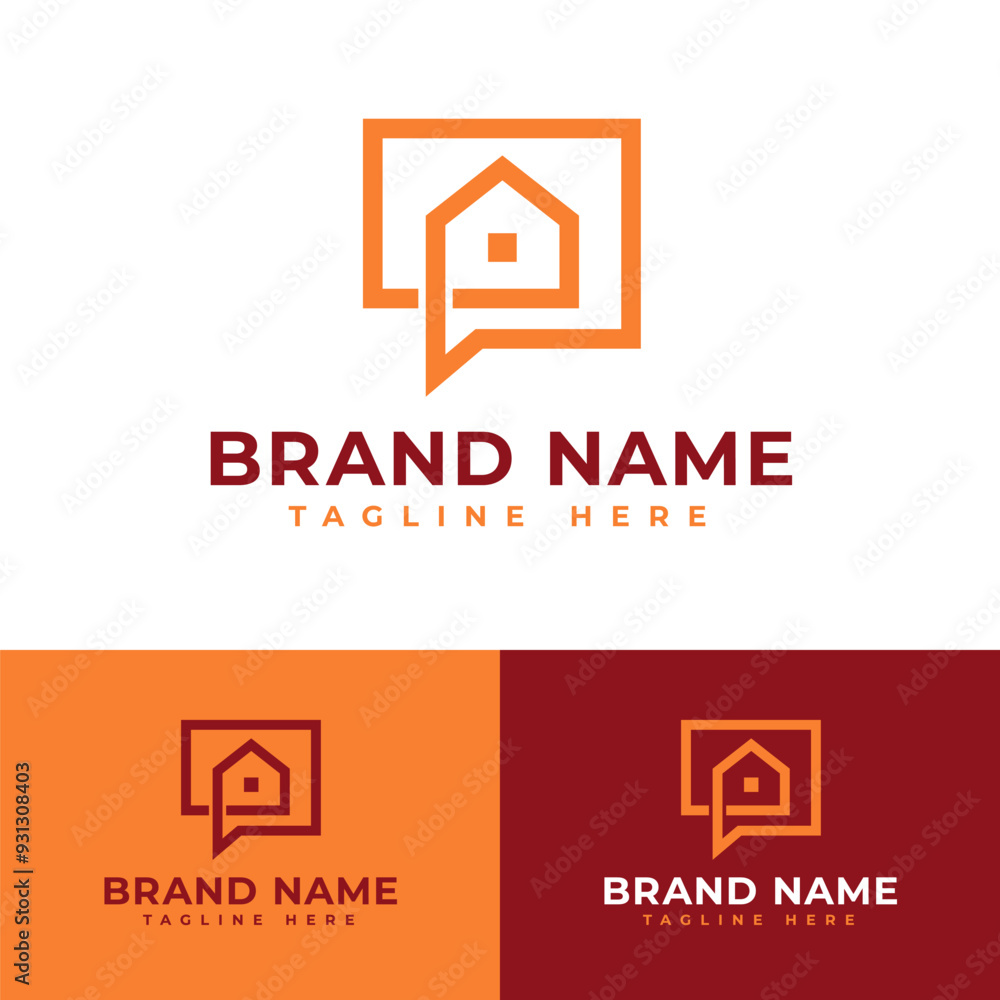 Obraz premium Connect chat house logo logo symbol icon flat stock vector design