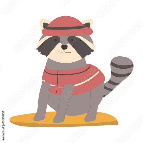 Raccoon Cute Animal Holiday Illustration