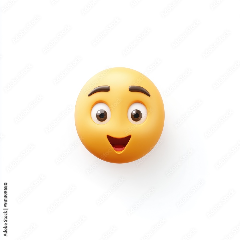 Happy smiling emoji on a plain white background Happy smiling emoji on a plain white background